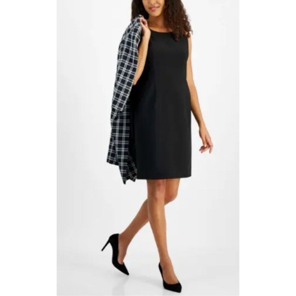 LeSuit Sheath Dress 18W Black Sleeveless Classic Career Office Coordinate